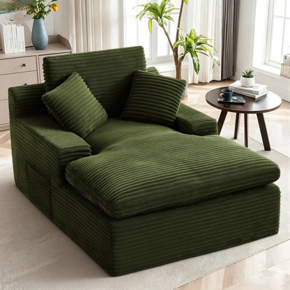 Corduroy Modular L-Shaped Cloud Sectional Sofa with Chaise – Spring Cushion Couch with Removable Washable Cover, No Assembly Required