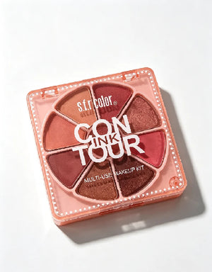 8-Color All-in-One Face and Eyeshadow Palette, Matte and Shimmer Blush, Contour and Bronzer Powder