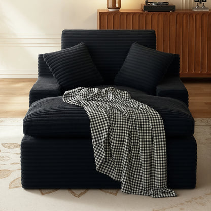 Black Corduroy Modular L-Shaped Sectional Sofa with Chaise – Cloud Spring Couch with Removable Washable Cover, No Assembly Required