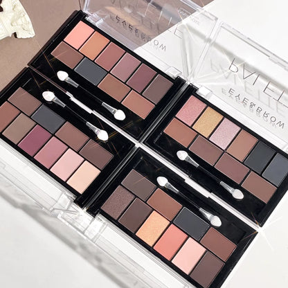 10-Color Earth Tone Eyeshadow Palette, Matte & Pearlescent Shimmer, Highly Pigmented Long-Lasting & Fallout-Resistant