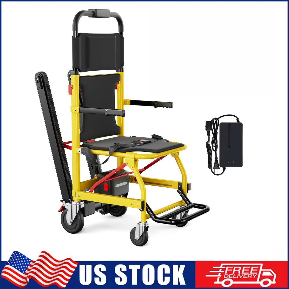 Electric Stair Climbing Wheelchair – Foldable Battery-Powered Stair Lift Chair, 440 lbs Capacity, 120W Motor