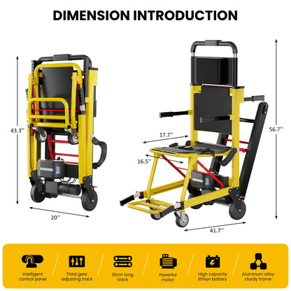 Electric Stair-Climbing Wheelchair – 440 lbs Capacity, 120W Motor & 24V Removable Battery