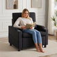 Single Pull-Out Sleeper Chair Sofa Bed – 5-Position Reclining Armchair with Cup Holder, USB Charging Port & Side Pocket