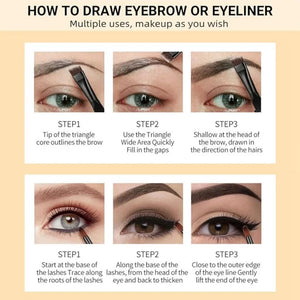 6-Piece Eye Makeup Set with Eyebrow Styling Gel, Liquid Eyeliner, Mascara and 9-Color Eyeshadow Palette