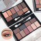 10-Color Earth Tone Eyeshadow Palette, Matte & Pearlescent Shimmer, Highly Pigmented Long-Lasting & Fallout-Resistant