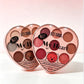 Heart-Shaped 9-Color Makeup Palette, Matte and Shimmer Eyeshadow, Blush and Bronzer, Travel Face Makeup Kit