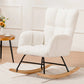 Teddy Fabric Nursery Rocking Chair with Side Pockets, High Back Upholstered Glider Chair for Living Room & Bedroom