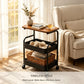 Rolling Side Table with Storage Baskets & Wood Top, 2/3-Tier Utility Cart with Lockable Wheels for Living Room