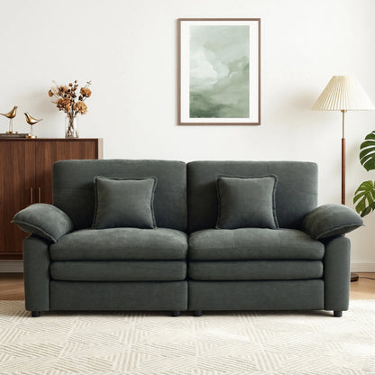 2-Seater Modular Chenille Sofa – Deep Seat Cloud Couch with High-Density Cushioning & 2 Throw Pillows for Living Room & Apartment
