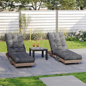 Waterproof Outdoor Chaise Lounge Cushion with Storage Pocket & Ties, Replacement Patio Lounge Chair Pad, Grey, 1-Pack or 2-Pack