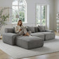 118-Inch Dark Grey Modular Sectional Sofa – Oversized Corduroy Deep Seat Couch with Wide Armrests & Throw Pillows