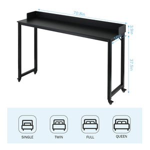 Queen/Full Size Overbed Table with Wheels, Mobile Rolling Laptop Computer Desk, Dining & Bar Table for Bedroom and Home