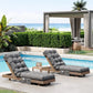 Waterproof Outdoor Chaise Lounge Cushion with Storage Pocket & Ties, Replacement Patio Lounge Chair Pad, Grey, 1-Pack or 2-Pack