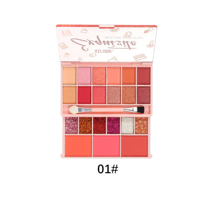 Multi-Use Eyeshadow & Blush Palette, Matte Shimmer & Glitter Finishes, Long-Lasting Pigmented Makeup Kit