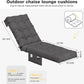Waterproof Outdoor Chaise Lounge Cushion with Storage Pocket & Ties, Replacement Patio Lounge Chair Pad, Grey, 1-Pack or 2-Pack