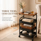Rolling Side Table with Storage Baskets & Wood Top, 2/3-Tier Utility Cart with Lockable Wheels for Living Room