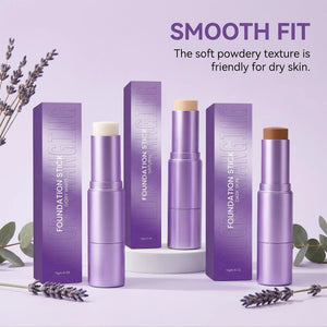 2-in-1 Color-Changing Foundation & Concealer Stick with Brush, Warm Skin Tone, Hydrating Matte Buildable Coverage