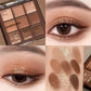 9-Color Chocolate Brown Matte Eyeshadow Palette, Waterproof & Sweatproof, Long-Lasting Pigmented Eye Makeup