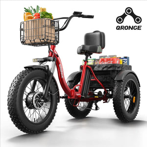 Lava 1200W Peak Electric Tricycle for Adults – 36V 20Ah Removable Battery, 20" Fat Tires, 75-Mile Range & 500 lb Capacity