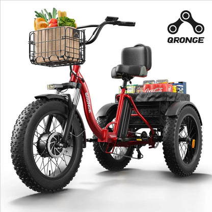 Lava 1200W Peak Electric Tricycle for Adults – 36V 20Ah Removable Battery, 20" Fat Tires, 75-Mile Range & 500 lb Capacity
