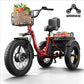 1200W Peak Folding Electric Trike for Adults – 36V 20Ah Battery, 75-Mile Range, 20 MPH, 20" Fat Tires