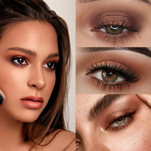 2-Piece Eyeshadow Palette Set, 9 Colors Each, Chocolate Brown and Smoky Shades, Matte, Shimmer and Glitter Finishes