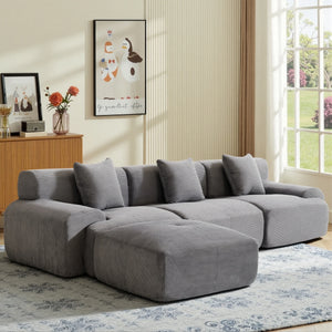 108-Inch Modular L-Shaped Sectional Sofa with Ottoman – Corduroy Chaise Lounge Couch with Flexible Configuration for Living Room
