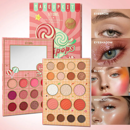 30-Color All-in-One Makeup Palette with Eyeshadow, Blush & Highlighter, Matte, Shimmer & Glitter
