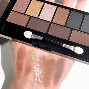 10-Color Earth Tone Eyeshadow Palette, Matte & Pearlescent Shimmer, Highly Pigmented Long-Lasting & Fallout-Resistant
