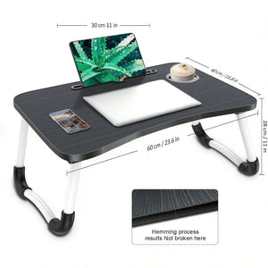 Portable Lap Desk Bed Table with Cup Holder & Tablet Slot, Laptop Tray with Carry Handle for Working, Writing & Eating