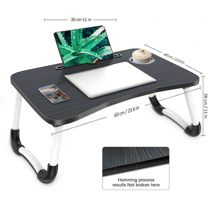 Portable Lap Desk Bed Table with Cup Holder & Tablet Slot, Laptop Tray with Carry Handle for Working, Writing & Eating
