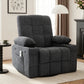 Chenille Swivel Rocker Recliner Chair with Massage & Heat – 8-Point Vibration Manual Recliner with Lumbar Heating & Storage Pockets