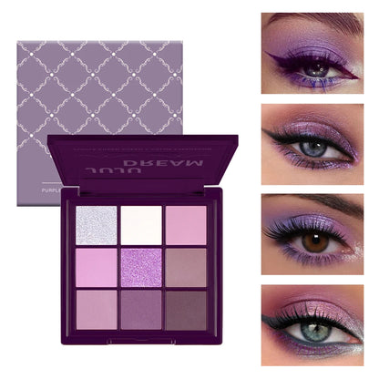 Purple-Toned Eyeshadow Palette, Matte & Glitter Shades, Highly Pigmented Waterproof Long-Lasting Eye Makeup