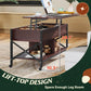 41.3" Lift Top Coffee Table with Hidden Storage, 4 Adjustable Wheels, Engineered Wood Espresso Center Table