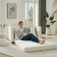 Beige 2-in-1 Loveseat Sleeper Sofa Bed – Pull-Out Fabric Couch with Solid Wood Frame, No Assembly for Small Spaces