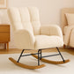 Teddy Fabric Nursery Rocking Chair with Side Pockets, High Back Upholstered Glider Chair for Living Room & Bedroom
