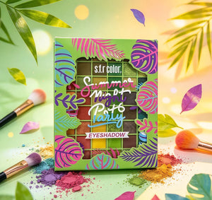 Summer Night Eyeshadow Palette, Bright Tropical Colors, Highly Pigmented Matte & Glitter Eye Makeup