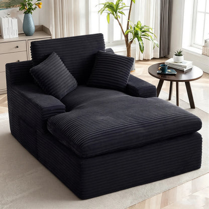 Corduroy Modular L-Shaped Cloud Sectional Sofa with Chaise – Spring Cushion Couch with Removable Washable Cover, No Assembly Required
