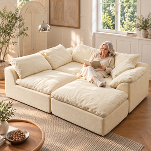 Modern Modular Cloud Sectional Sofa – Oversized Deep Seat Couch with Removable Cushions for Living Room