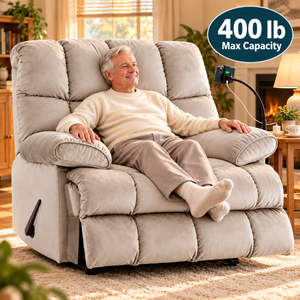 Oversized Extra-Wide Recliner Chair – Heavy-Duty 400 lb Velvet Single Sofa Lounge Chair for Living Room