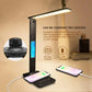 LED Desk Lamp with 10W Qi Wireless Charging, Calendar, Temperature Display and Alarm Clock for Study and Office