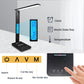 LED Desk Lamp with 10W Qi Wireless Charging, Calendar, Temperature Display and Alarm Clock for Study and Office