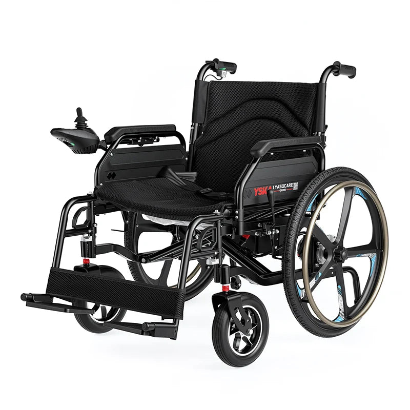Steel-Frame 46cm Extra-Wide Seat Fat Folding Electric Wheelchair