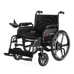 Steel-Frame 46cm Extra-Wide Seat Fat Folding Electric Wheelchair