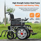 Off-Road Travel 500W Motor Large Front Wheel Power Wheelchair for Disabled and Elderly, Carbon Steel Folding Electric Wheelchair