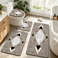 Geometric Gold Line Marble Bathroom Rug Set, Non-Slip Absorbent Bath Mat with Toilet Seat Cover, Decorative Bathroom Set