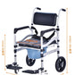 Portable Toilet Chair Alloy Commode with Wheels Foldable Shower Chair Convenient Adult Mobility Aid Bathroom Chair