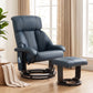 360° Swivel Massage Recliner Chair with Ottoman – 10-Point Vibration PU Leather Lounge Chair with Footstool & Remote, Blue