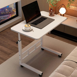 Adjustable Height Mobile Standing Desk with Wheels – C-Shaped Rolling Laptop Table for Home Office, Bed & Sofa