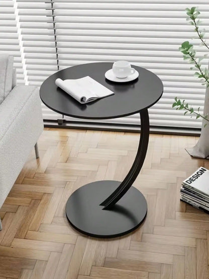 Solid Wood Round Coffee Table with Double-Layer Storage, Modern Living Room Side Table